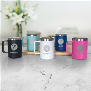 Engraved Initial And Family Name Insulated Mug