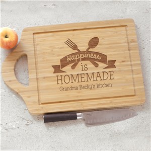 Engraved Happiness is Homemade Large Cutting Board