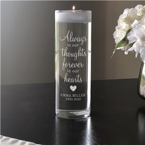 Engraved Always In Our Thoughts Candle Vase