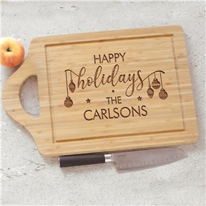 Engraved Happy Holidays Cutting Board