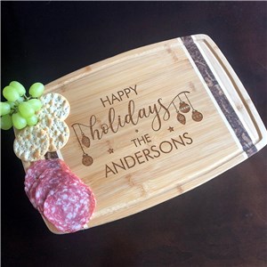 Engraved Happy Holidays Marbled Cutting Board