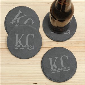 Personalized Two Initials & Last Name Slate Coasters