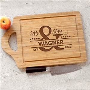 Engraved Mr and Mrs Ampersand Cutting Board