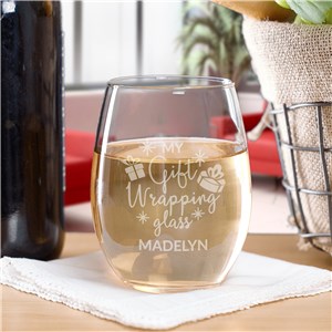 Engraved Gift Wrapping Stemless Wine Glass