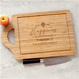 Engraved Happiness Is Homemade with Cupcake Large Cutting Board