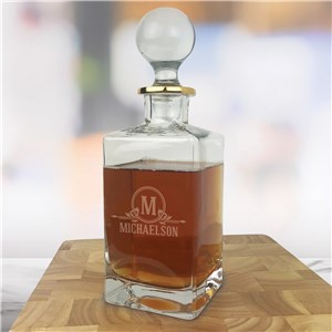 Engraved Name and Initial Gold Rim Decanter
