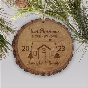 Engraved First Christmas in Our New Home Wood Ornament