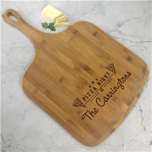 Engraved Pizza Night with Pizza Slices Bamboo Pizza Board