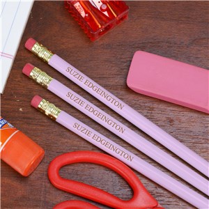 Engraved Pink School Wood Pencils