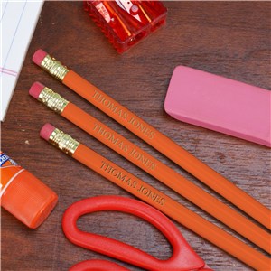 Engraved Orange School Pencils