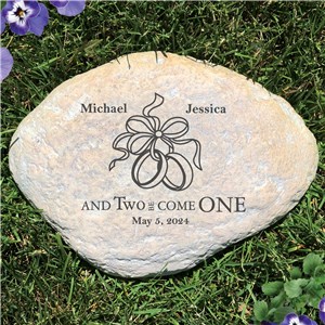 Engraved Two Became One Wedding Garden Stone