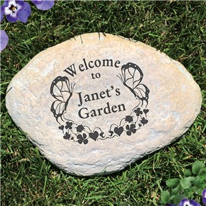 Engraved Butterfly Garden Welcome Stone