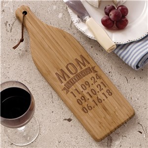 Engraved Mom Established Wine Bottle Cutting Board