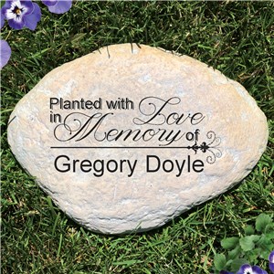 Engraved Planted With Love Memorial Garden Stone