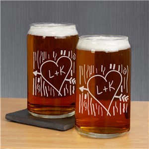 Initial Carved Beer Can glass