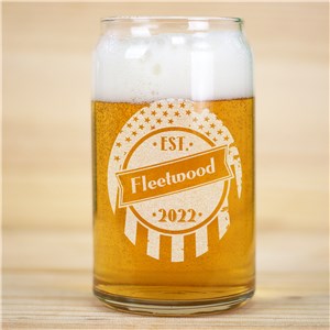 Flag Established Beer Can Glass