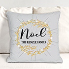 Personalized Noel Wreath Throw Pillow
