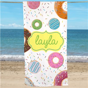 Personalized Donuts Beach Towel