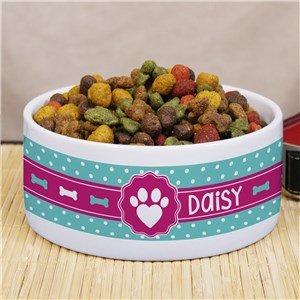 Personalized Heart Print Pet Food Bowl