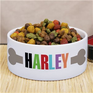 Personalized Dog Bone Pet Food Bowl