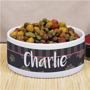 Personalized Heart Toe Paw Print Food Bowl