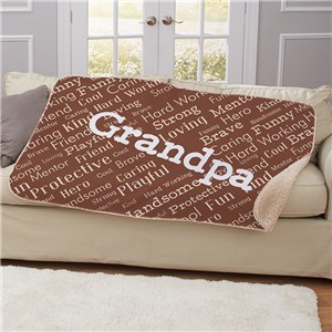 Personalized Dad Word Art Sherpa Blanket