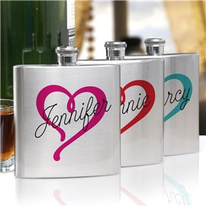 Personalized Heart Name Flask