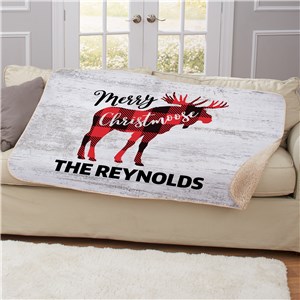 Personalized Merry Christmoose Sherpa Blanket