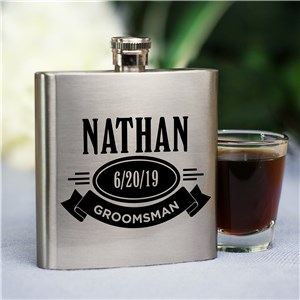 Personalized Groomsmen Banner Stainless Steel Flask