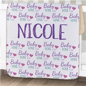 Personalized Baby Girl Words Sherpa Blanket