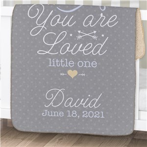 Personalized You Are Loved Little One Boy Sherpa Blanket
