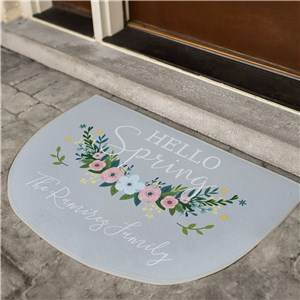 Personalized Hello Spring Half Moon Doormat
