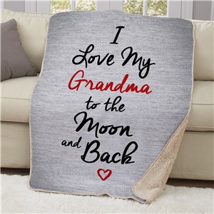Personalized Love To The Moon And Back Sherpa Blanket