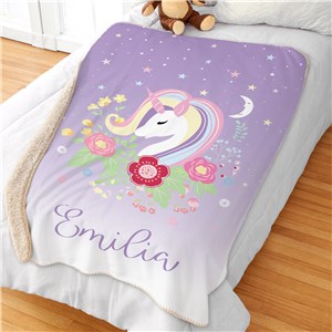 Personalized Unicorn Sherpa Blanket