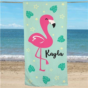 Personalized Flamingo Beach Towel