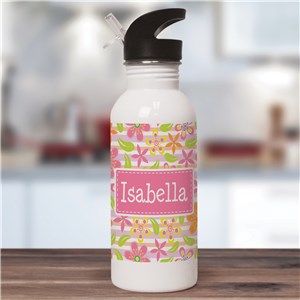 Personalized Floral Pattern Water Bottle