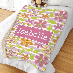 Personalized Floral Pattern Sherpa Blanket
