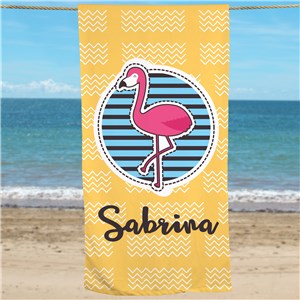 Personalized Summer Flamingo Beach Towel