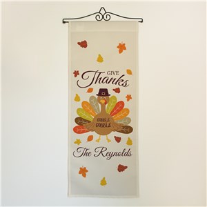 Personalized Give Thanks Turkey With Hat Wall Hanging