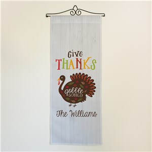 Personalized Give Thanks Gobble Gobble Wall Hanging