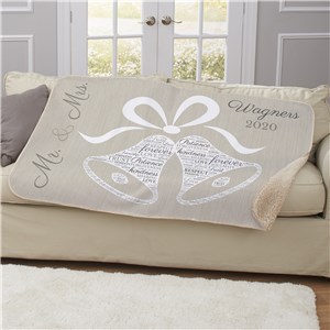 Personalized Wedding Bells Word Art Sherpa Blanket