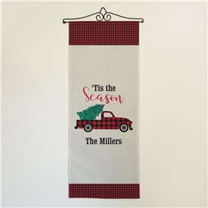Personalized Tis The Season Gingham Truck Wall Hanging