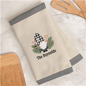 Personalized Gingham Gnome Hand/Sports Towel
