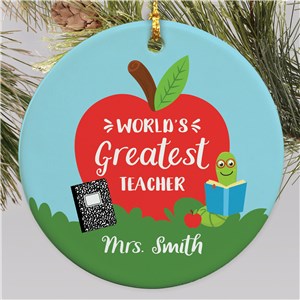 Personalized World's Greatest Teacher Round Ornament