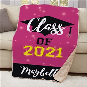 Personalized Class of With Grad Hat Sherpa Throw