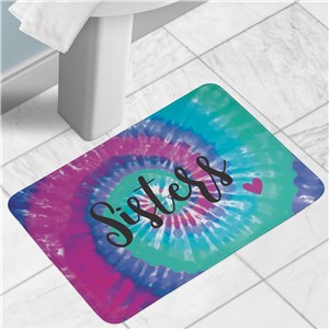 Personalized Tie-Dye With Heart Bath Mat