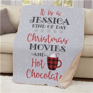 Personalized Name Christmas Movie & Hot Chocolate Blanket 50 x 60