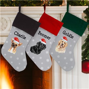 Personalized Dog with Christmas Hat Stocking