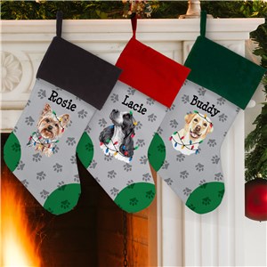 Personalized Dog with Christmas Lights Stocking