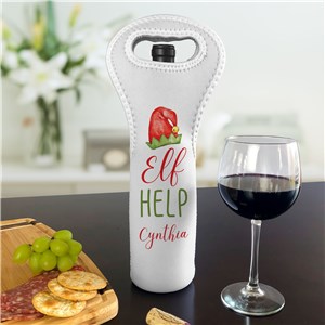 Personalized Elf Help Insulated Wine Gift Bag